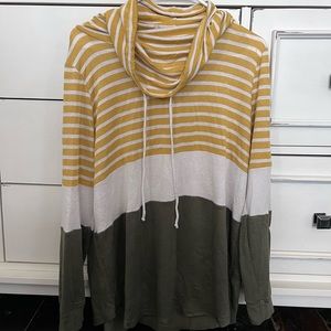 Cowl neck long sleeve shirt